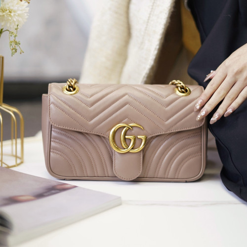 구찌 443497 GG 마몽 스몰 숄더백 Dusty Pink