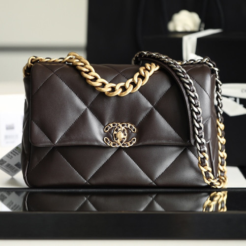 샤넬 AS1161 19 라지 핸드백 고트스킨 Dark Brown