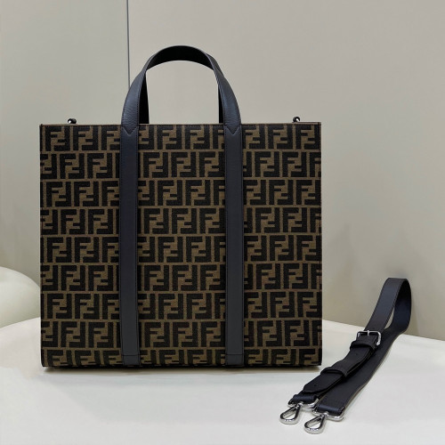 FD 펜디 자카드 패브릭  쇼퍼 백 FF Brown