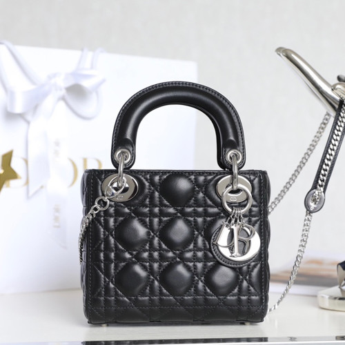 디올 LADY DIOR 미니 백 Black(silver)