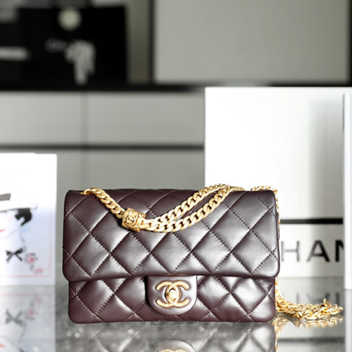 샤넬 AS3393 스몰 플랩 백 Dark Brown