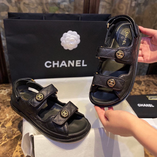 샤넬 벨크로 샌들 Black Calfskin (PD)