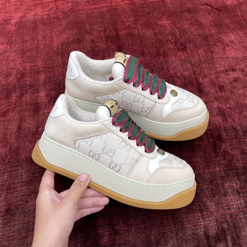GC 구찌 750633 Women`s Screener sneakers 구찌 스크리너 White