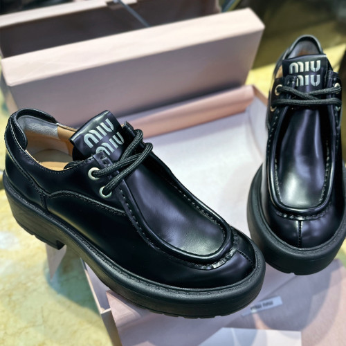 MIUMIU 미우미우 5E964D 가죽 레이스업 슈즈