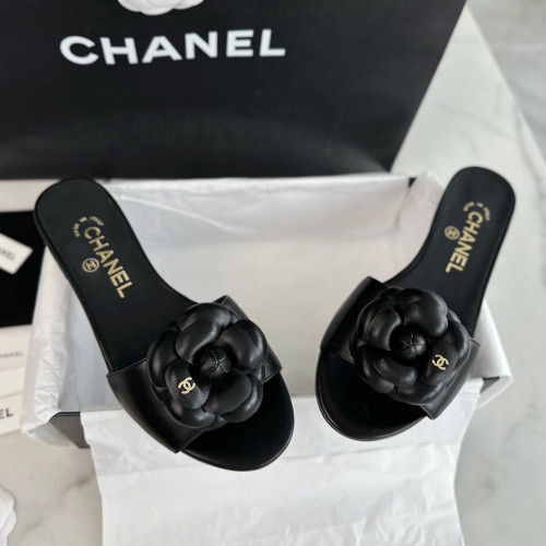 샤넬 G45499 까멜리아 뮬 샌들 슬라이드 Black (PD)