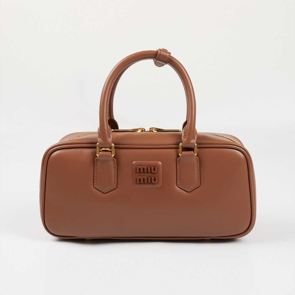 MIUMIU 미우미우 5BB142 아르카디 가죽 백 코냑