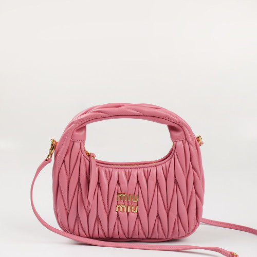 MIUMIU 미우미우 5BC125 완더 마테라쎄 나파 가죽 호보백 스몰 핑크