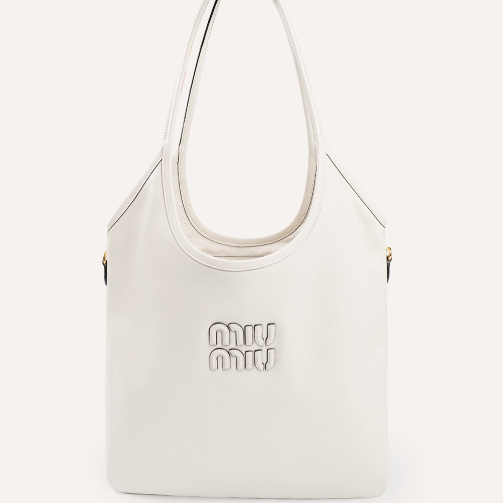 MIUMIU 미우미우 5BG231 가죽 토트백 화이트