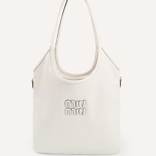 MIUMIU 미우미우 5BG231 가죽 토트백 화이트