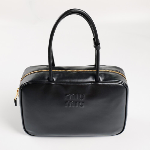 MIUMIU 미우미우 5BB117 가죽 보 백 블랙