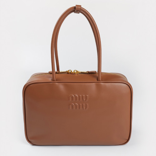 MIUMIU 미우미우 5BB117 가죽 보 백 꼬냑