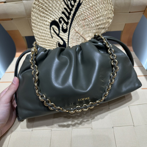 LOW 로에베 A411FCRX02 플라멩코 펄스 Flamenco purse 미듐 다크 카키 크린