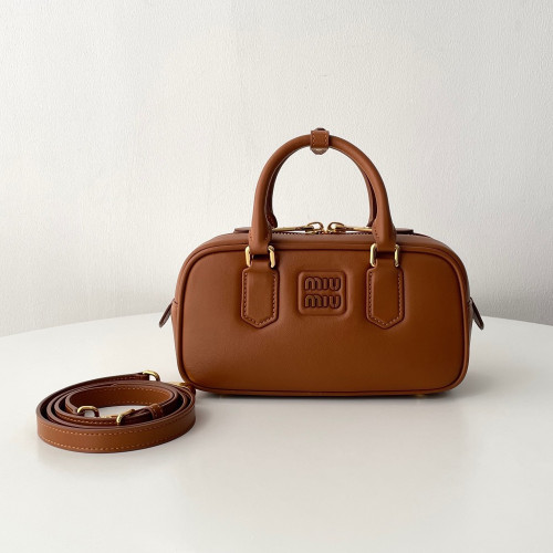 MIUMIU 미우미우 5BB142 아르카디 가죽 백 코냑