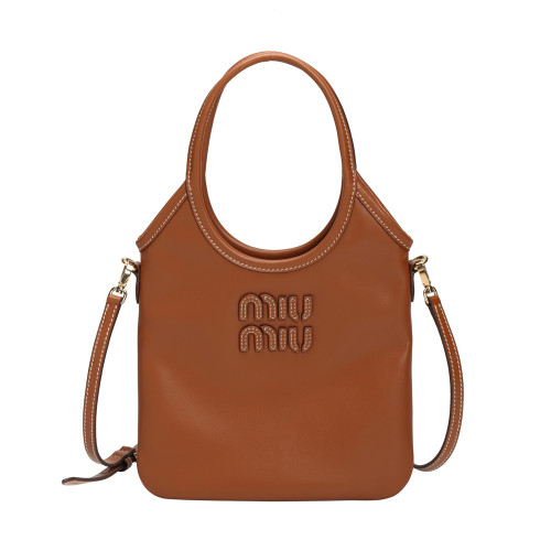 MIUMIU 미우미우 5BA281 아이비 가죽 핸드백 코냑