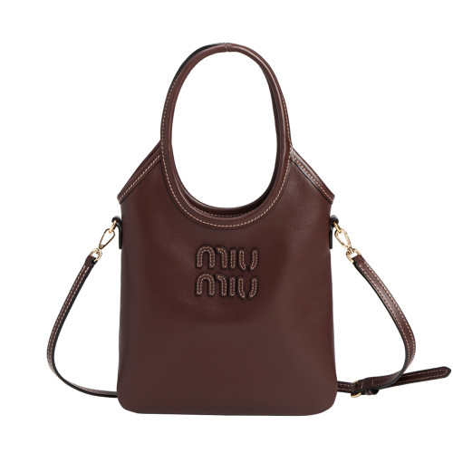 MIUMIU 미우미우 5BA281 아이비 가죽 핸드백 브라운
