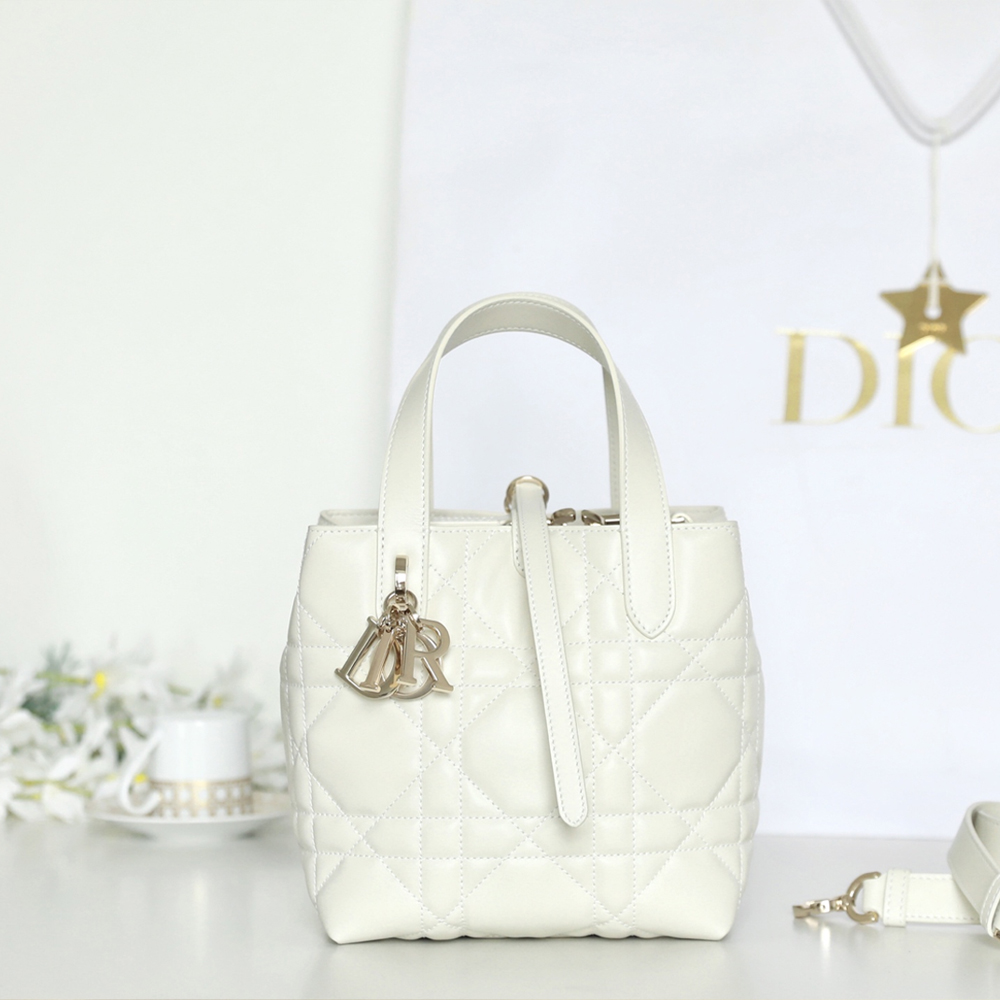 CD 디올 M2835 Dior Toujours 뚜주흐 스몰 버티컬 토트백 White