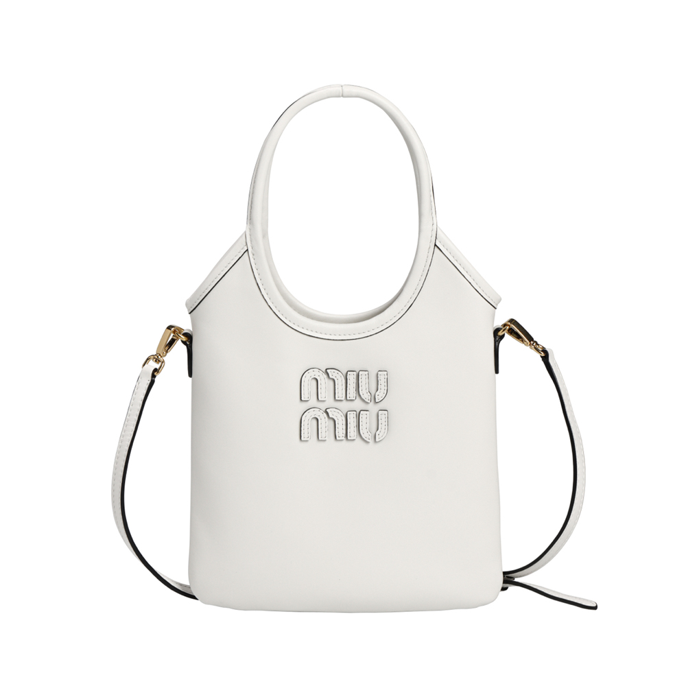 MIUMIU 미우미우 5BA281 아이비 가죽 핸드백 화이트